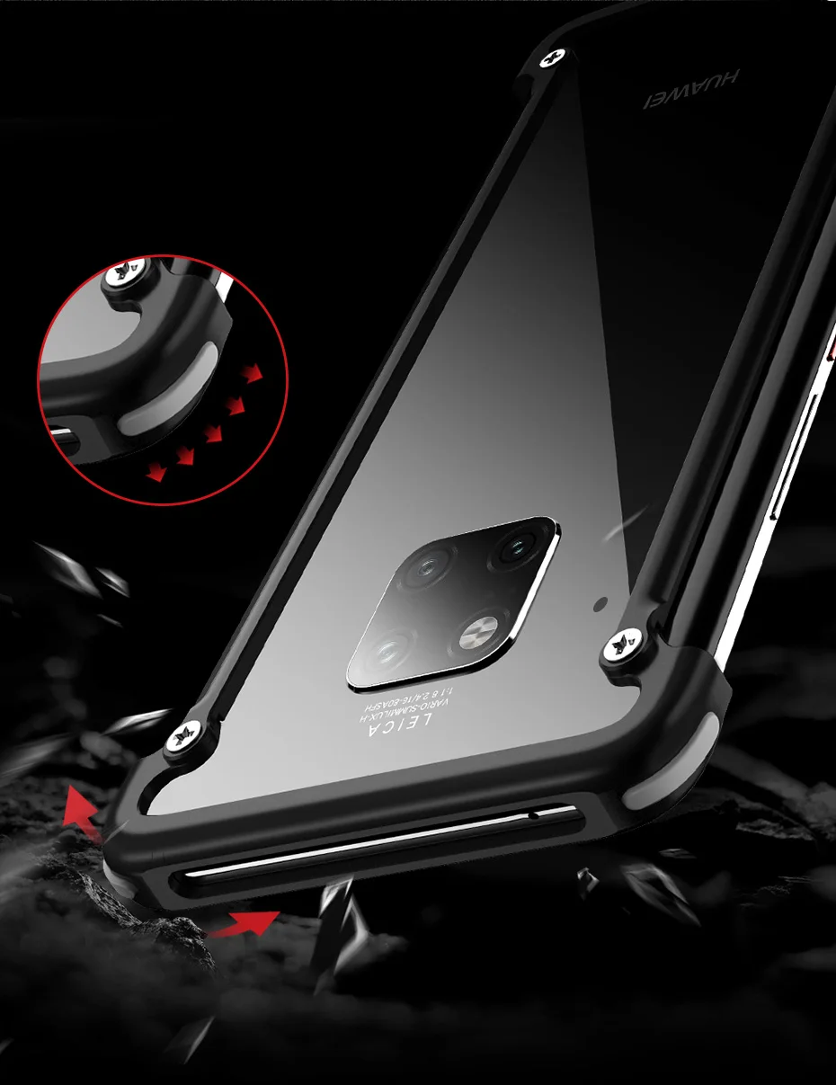 OATSBASF подушка безопасности металлический бампер чехол для huawei mate 20 pro RS чехол индивидуальный металлический чехол для huawei mate 20X360 градусов чехол