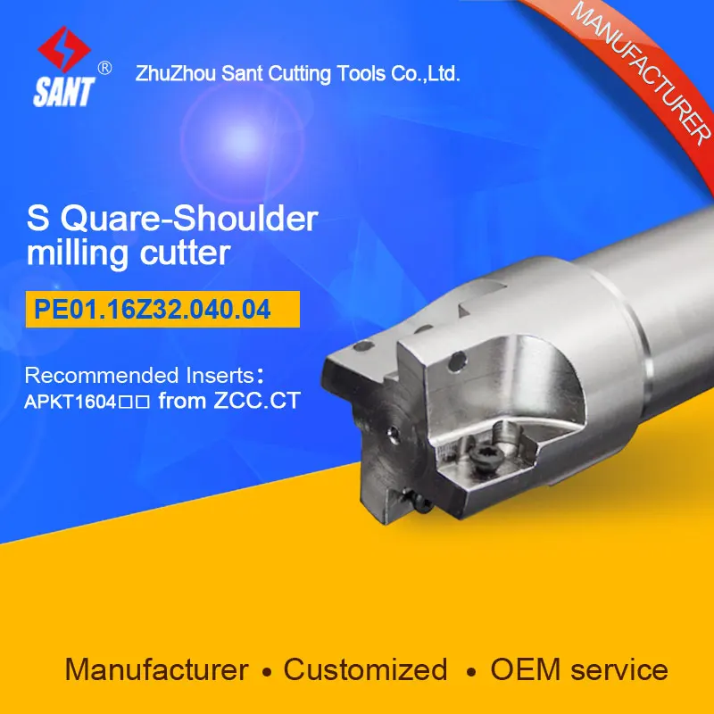 

Zhuzhou Sant Indexable фреза с 90 градусов EMP01-040-G32-AP16-04/PE01.16Z32.040.04 обработанный карбид Вставки APKT160408