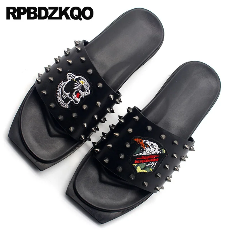 слайды родной шпилька сандалии черный Настоящая кожа мягкий размер 45