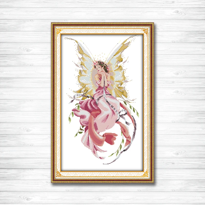 Набор для вышивки крестиком DMC11CT 14CT розовые бабочки феи декор девушек печать на