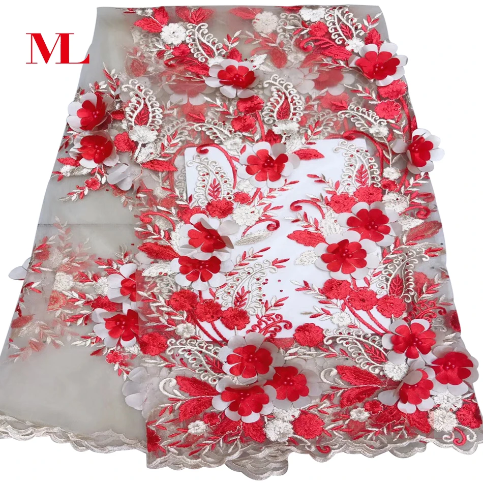 ML 5 ярдов наилучшего качества Африканский кружевной ткани швейцарская вуаль