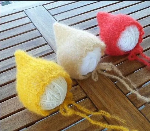 Newborn photography props Handcraft Baby hand Knit Mohair Bonnet on Shower Gift Photography Props hats | Детская одежда и обувь