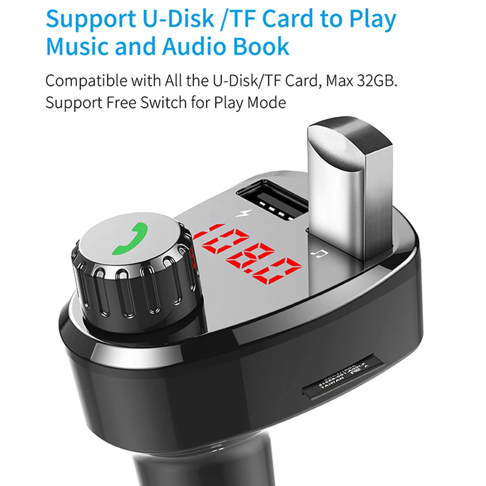 Fm-передатчик Bluetooth автомобильный трансмиссор Handsfree TF модулятор трансмиттер радио