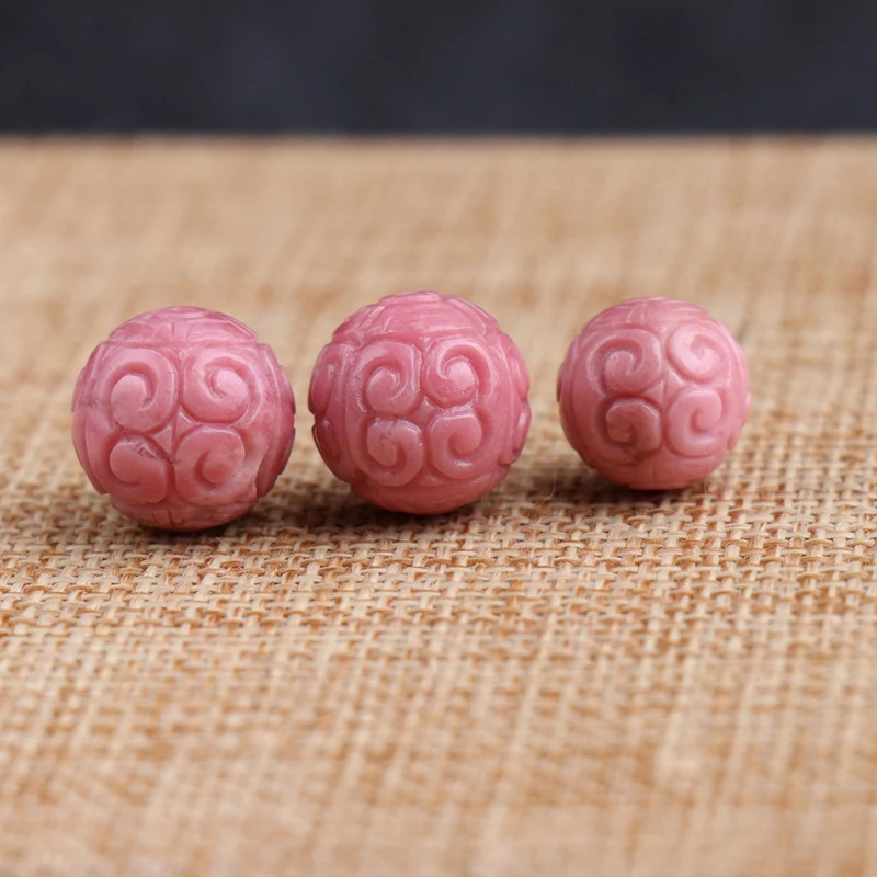 Rhodochrosite Круглый Резной розовый 10/12/14/16/18 мм для самостоятельного изготовления