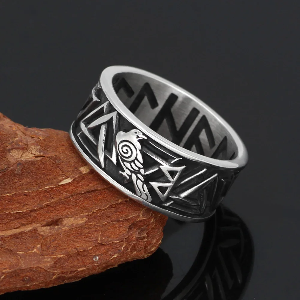 Скандинавский Викинг odin Ворон Huginn и Muninn valknut Рунический амулет кольцо из
