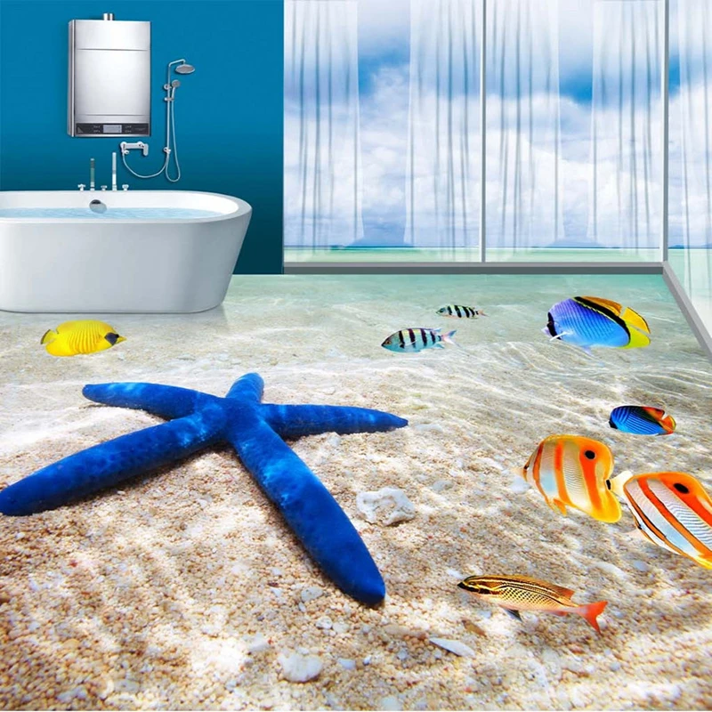 Фотообои 3D морской пляж Морская звезда морская рыба тропическая ванная