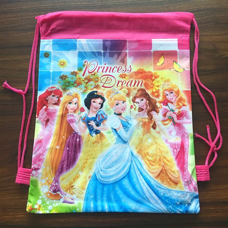 12 шт. Принцесса мультфильм нетканые ткани drawstring рюкзак школьный сумка для