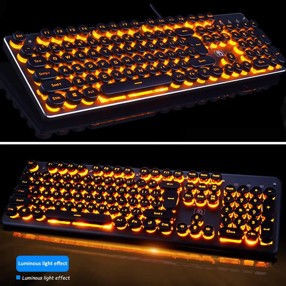 Новый K100 проводной 104 клавиши панк светодиодная подсветка USB клавиатура