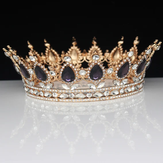 Tiara 13 15 цветов Винтаж Королева Король диадема невесты Тиара короны золото кристалл женщин выпускного вечера свадебные украшения для волос невесты аксессуары для волос - Окраска металла: Tiara 13