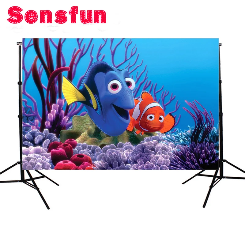 Senfun поиск Немо под синим морским кораллом скалы Новорожденные Пользовательские Фотографии задний фон Студия Винил 7X5ft