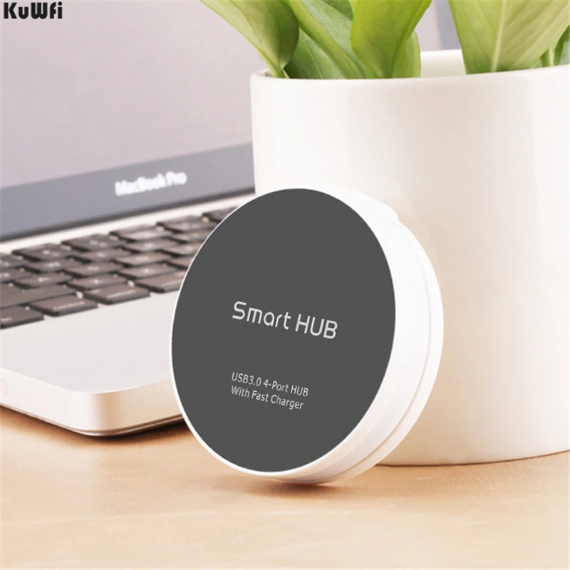 KuWFi usb хаб мульти 4 Порты круговой тонкий высокого Скорость сплиттера для ноутбука