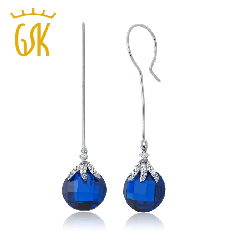 GemStoneKing 22 00 Ctw имитация синего сапфира Серьги из бисера для женщин модные