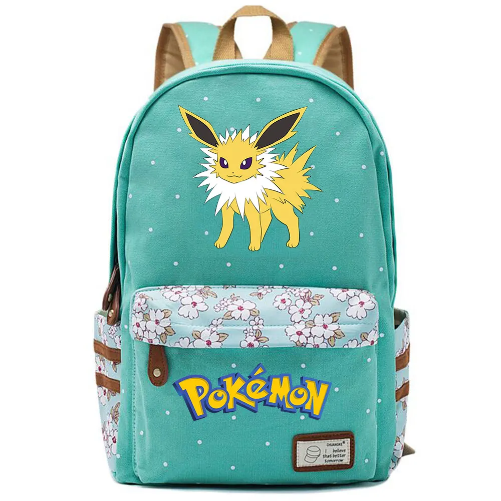 703CHK-19 Eevee Espeon Flareon Glaceon Jolteon школьная сумка в горошек для мальчиков и девочек, женская сумка, школьная сумка для подростков, Холщовый женский рюкзак - Цвет: 703CHK-19
