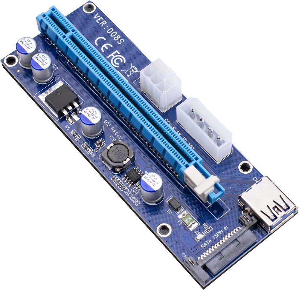 Riser Card pci-e 1x к 16x USB 3.0 кабель SATA в IDE Molex 6pin Мощность для Antminer bitcoin Miner добыча машины |