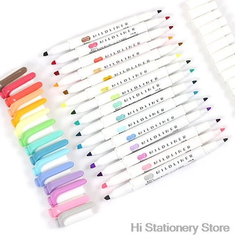 15Pcs Each Color 1PC Брендовый маркер с рисунком зебры, двухсторонний маркер с круглым носком/косой мягкий 15 цветов на выбор для офиса и школы - Цвет: 15Pcs Each Color 1PC