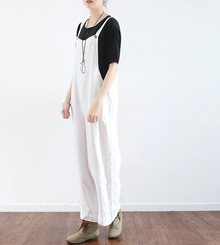 2017 летние свободные женские комбинезоны без рукавов Женский хлопковый льняной
