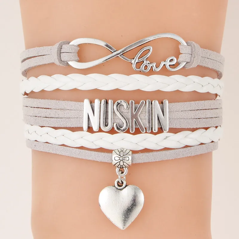 (10 шт./лот) Infinity Love NUSKIN Подвеска для браслета в форме сердца серый Withe Многослойные