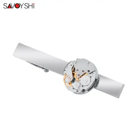 Мужские винтажные часы в стиле стимпанк SAVOYSHI, серебристый зажим для галстука, мужские ювелирные изделия