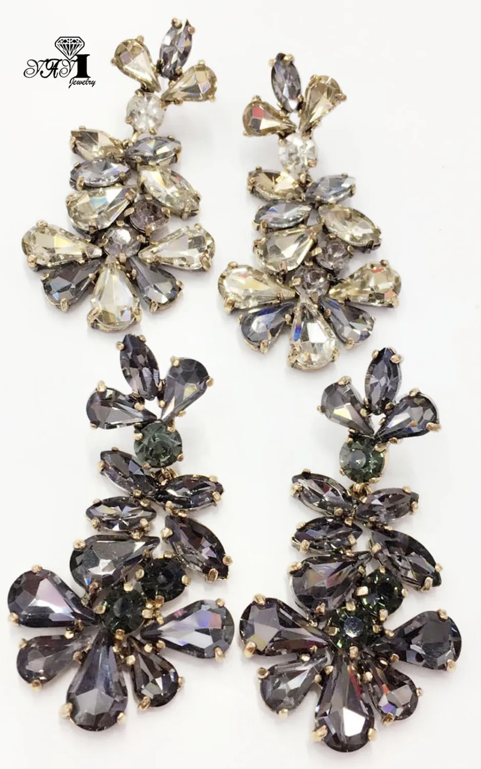 YaYi Jewelry Fashion Multi Glass Rhinestone Dangle Crystal Earring Women's Ancient Gold Color Gem Earrings Gift | Украшения и