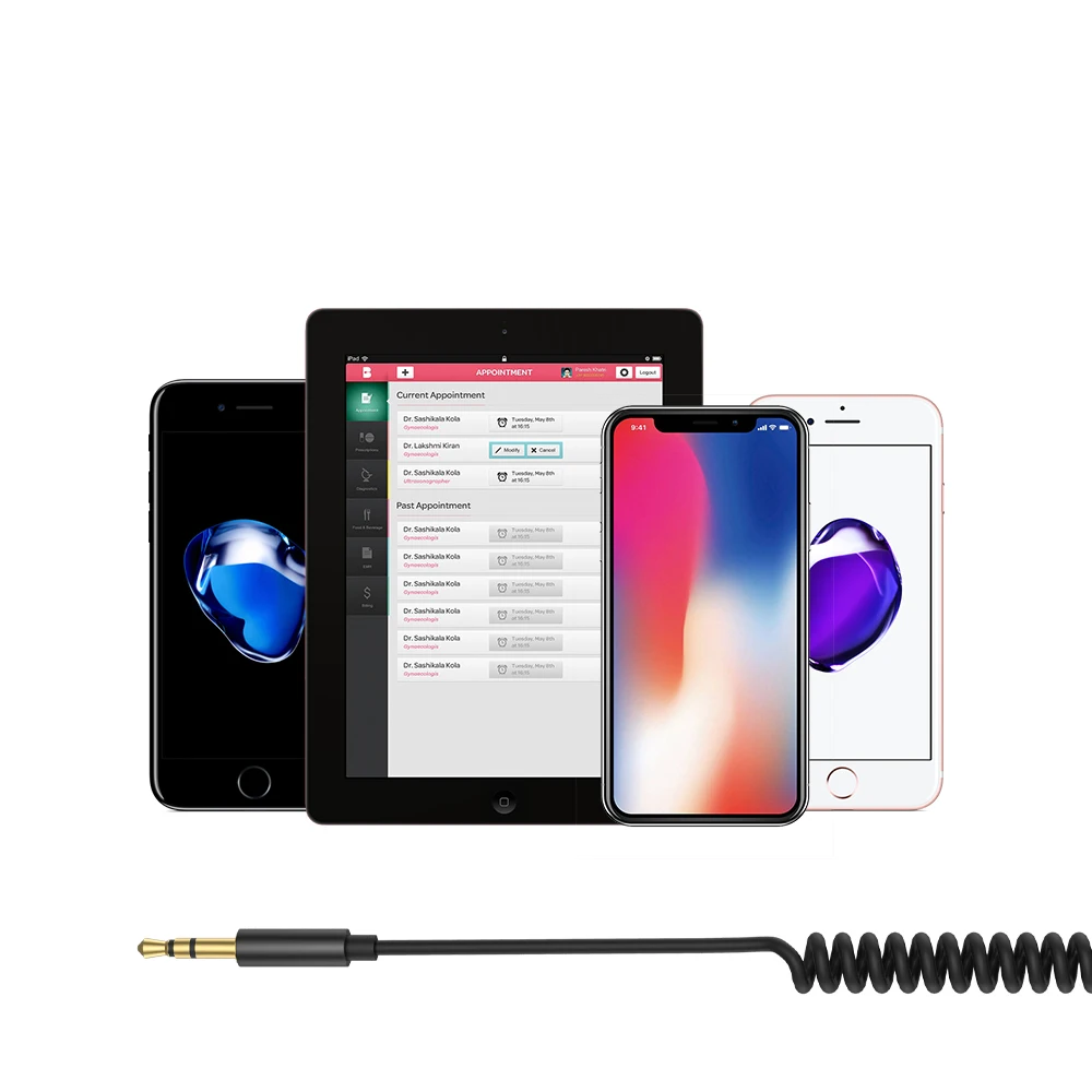 ACCGUYS Весна автомобилей Aux Шнур для iPhone XR/XS/X/8/7 Plus/6/5 iOS 11 3,5 мм разъем для наушников, аудио гибкие Эластичный Шнур адаптер