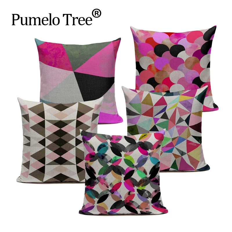 Льняная наволочка для подушки с геометрическим рисунком индивидуальный дизайн