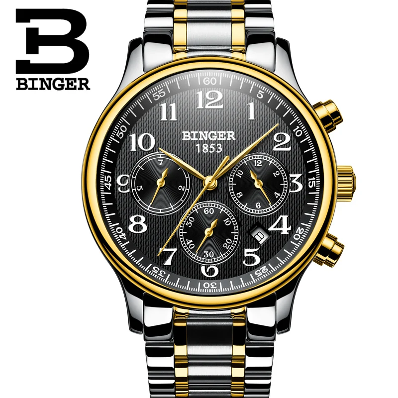 2017 Роскошные Мужские автоматические механические часы многофункциональные BINGER