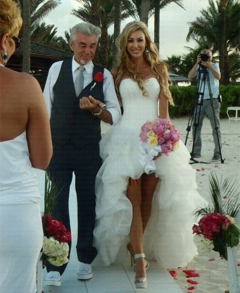 Beach Vestido De Noiva High Low Ruffles Wedding Dress 2019 Party Gowns Lace Robe Mariee | Свадьбы и торжества