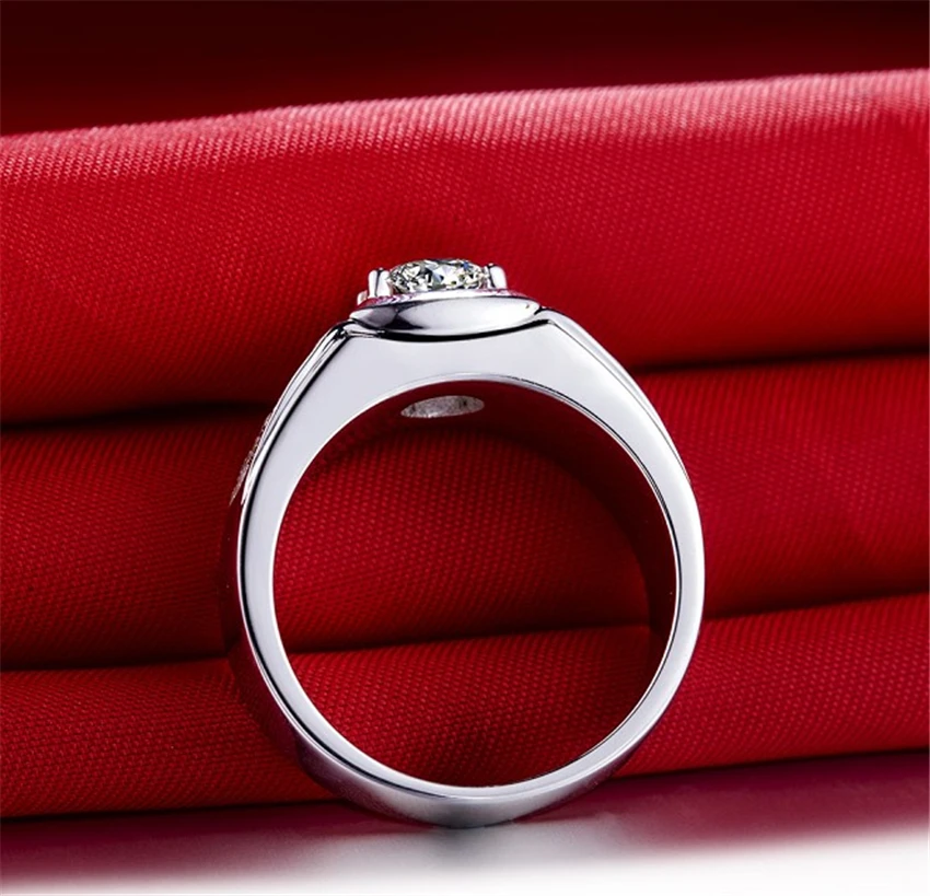 CHARLES& COLVARD, 1Ct, G-H, 6,5 мм, муассаниты, мужское кольцо, одноцветное, 925 пробы, серебряное кольцо, белое золото, цвет, свадебные мужские ювелирные изделия