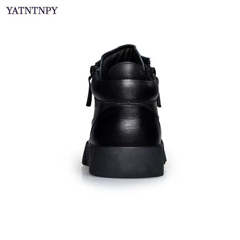 YATNTNPY Plus big size Shoes Men Casual leather shoes men's flat sneakers Man Black Platform pant sapatos moccasins | Обувь