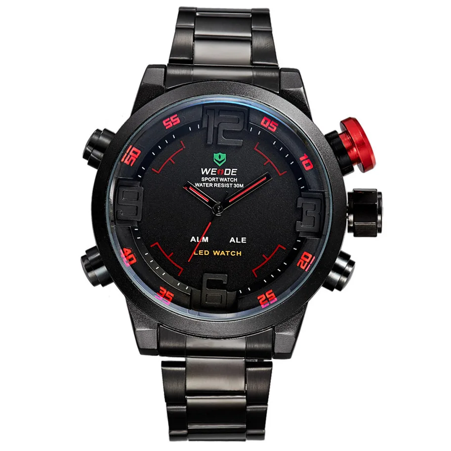 2016 Новинка Марка WEIDE Для мужчин Спортивные часы кварцевые цифровой светодиодный