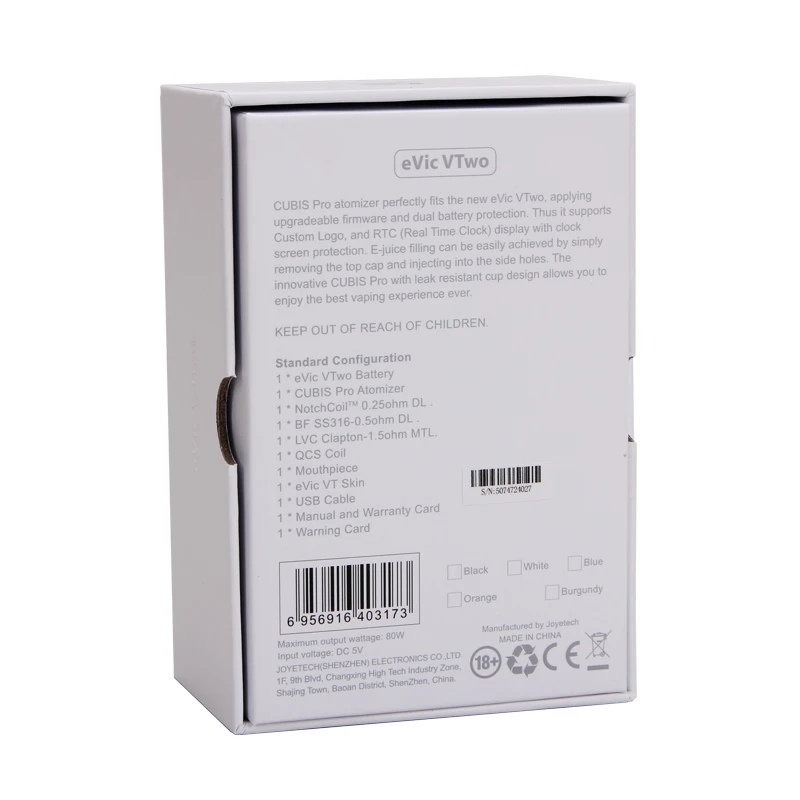 Оригинальный Joyetech eVic VTwo с CUBIS Pro Kit 4 мл Cubis емкость 5000 мАч батарея 80 Вт коробка мод