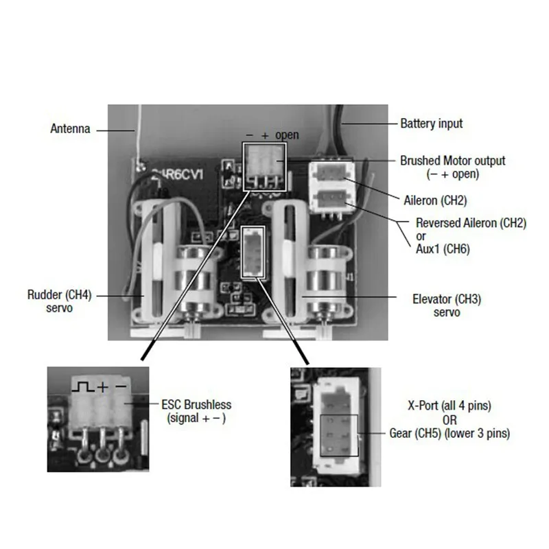 AR6410L DSM2 6 канальный ультра микро приемник с интегрированным щеткой ESC 2 линейными