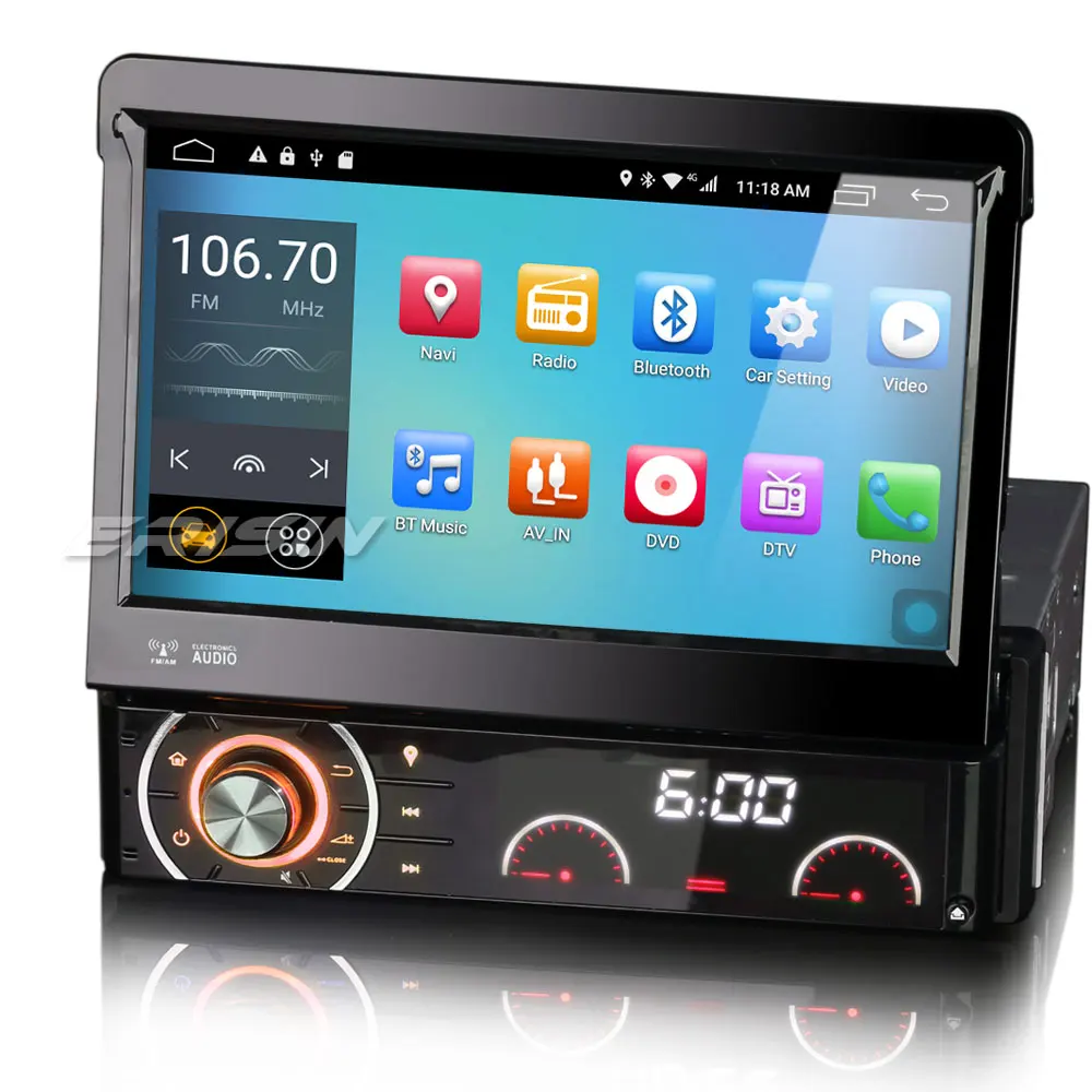 Erisin ES5790U " HD 1 Din Android 6,0 DAB+ автомобильный Радио DVD gps навигация OBD DTV-IN WiFi 4G интернет