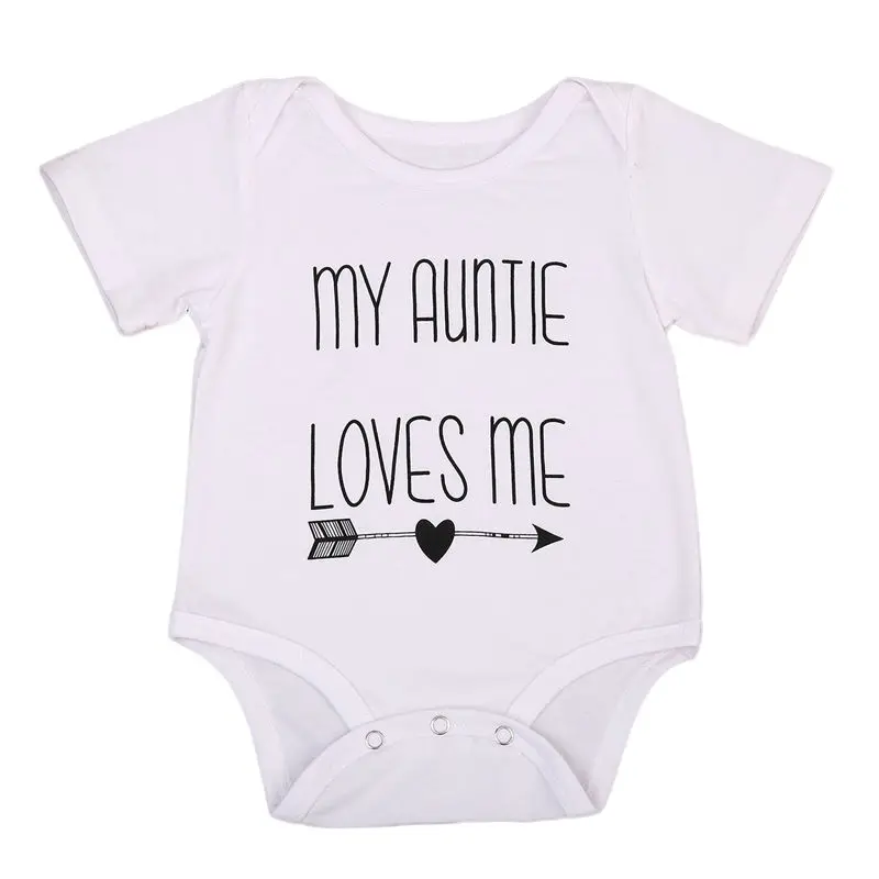 Модные хлопковые боди Pudcoco для новорожденных с коротким рукавом и надписью My Auntie