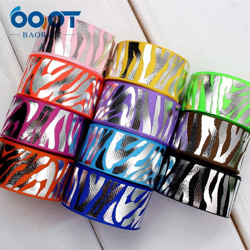 OOOT BAORJCT 174085 25 мм горячее серебро Зебра печатная лента grosgrain сделай сам ручной
