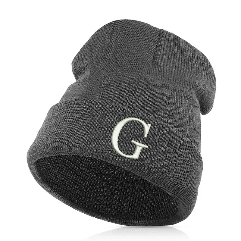 Шапка-бини Skullie cap смутная зима вышивка панк Прохладный Мужчины Женщины мальчик девочка подростки уличный танец-алфавит G название аббревиатура