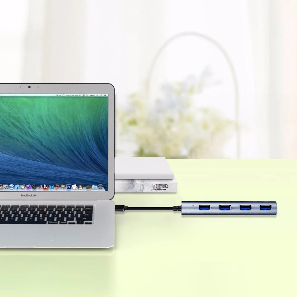 Wavlink USB 3,1 Тип C концентратор 4-Порты и разъёмы USB 3,0 Hub адаптер Алюминий тела Тип-C USB хаб для Macbook, Chromebook Pixel USB-C устройств
