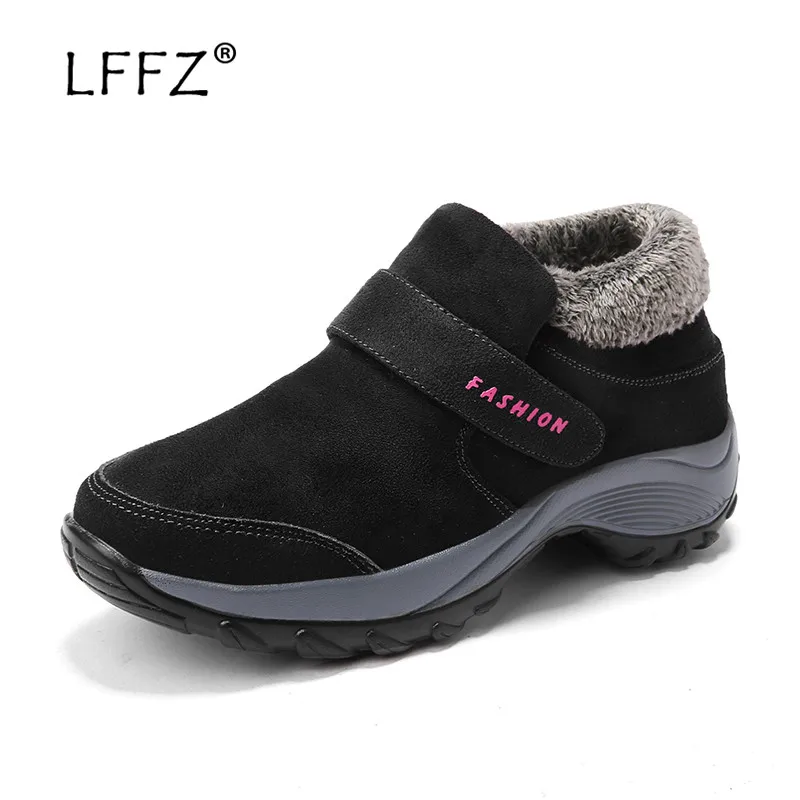 LFFZ/Новое поступление женская зимняя обувь большие размеры 35 42 теплая на плоской