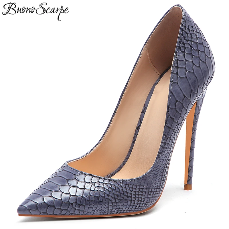 Buono Scarpe/женские туфли на высоком каблуке из змеиной кожи Женские День Валентина