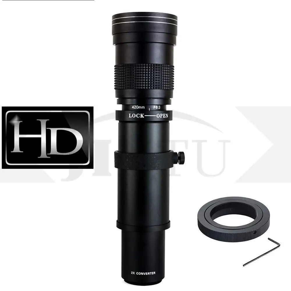 JINTU 420-800mm f/8,3-F16 длиннофокусный объектив для Canon Rebel APS-C DSLR 60D 77D 70D, 80D 650D 750D 7D T7i T7s T7 T6s с сумкой в комплекте