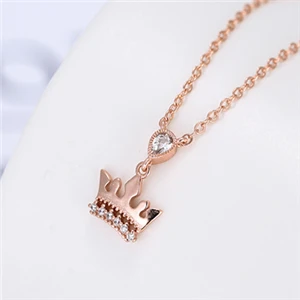 rose gold Роскошные модные свадебные помолвки серебряный кулон, розовое золото ожерелье Королева Корона 925 Серебряное колье женский PL360 - Окраска металла: rose gold