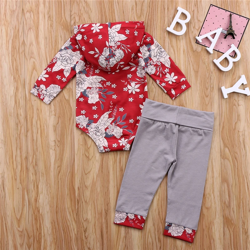 

Emmababy Infant Baby Girls clothing spring long sleeve Floral Cotton bodysuit +Pants Outfits baby girl Clothes Set