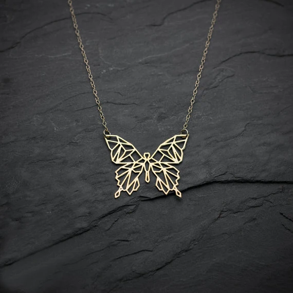 NianDi ожерелье с бабочкой Геометрическая бабочка кулон оригами Бабочка Mujer и