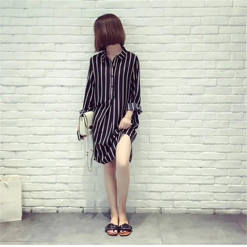 Женская шифоновая блузка в полоску с длинным рукавом|Блузки| |