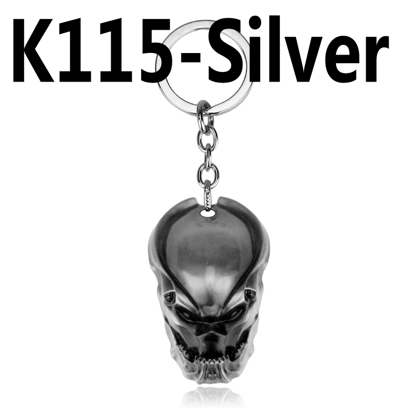 silver Классический Хищник металлический брелок фильм AVP крутой жесткий брелок с головой злой воин инопланетянин маска брелок подарок ювелирные изделия для мужчин - Цвет: silver