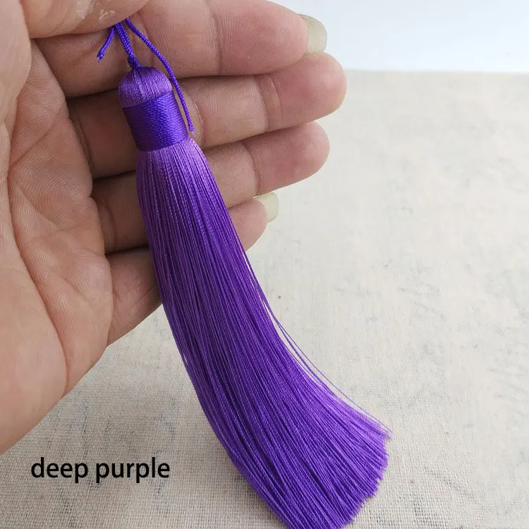 deep purple Настраиваемые 12 см полиэфирные кисточки с подвесным кольцом шелковые Швейные Банг кисточкой отделка декоративные брелки кисточки для кулона домашнего декора - Цвет: deep purple