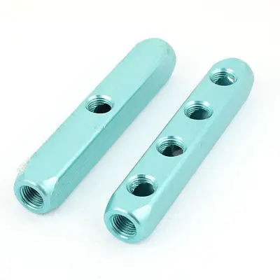 1/4bsp 4 Way Hose Pipe Inline Manifold Block Splitter Teal 2 Pcs