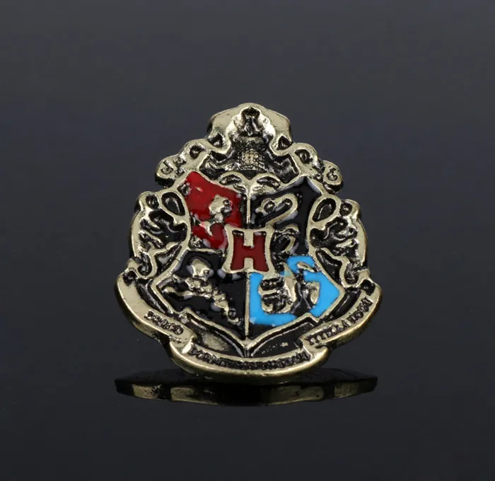 Фильм hp Хогвартс Магическая школа значок брошь Гриффиндор Hufflepuff Слизерин Ravenclaw школа логотип Эмаль Булавка для женщин и мужчин ювелирные изделия - Окраска металла: bronze