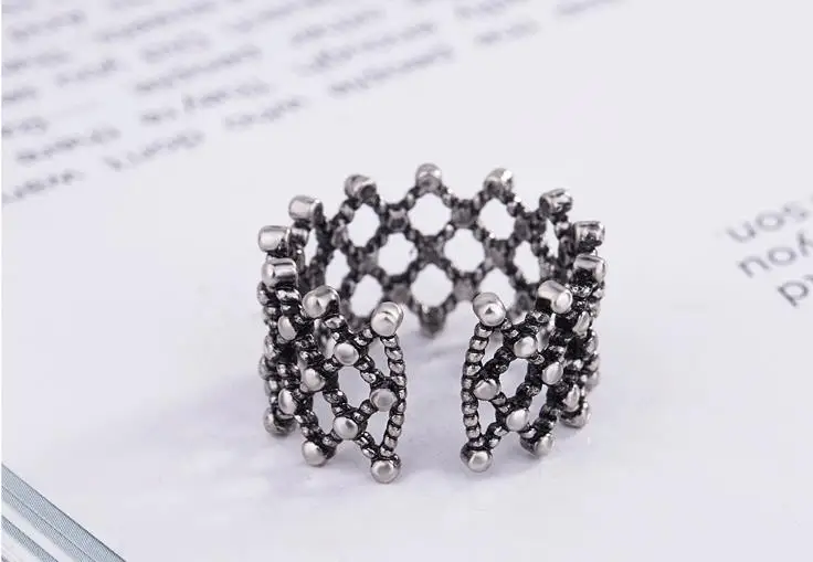 Bijoux 925 пробы, серебряные большие полые кольца для женщин, подарок для дам, регулируемый размер, античное кольцо Joyas De Plata Anillos