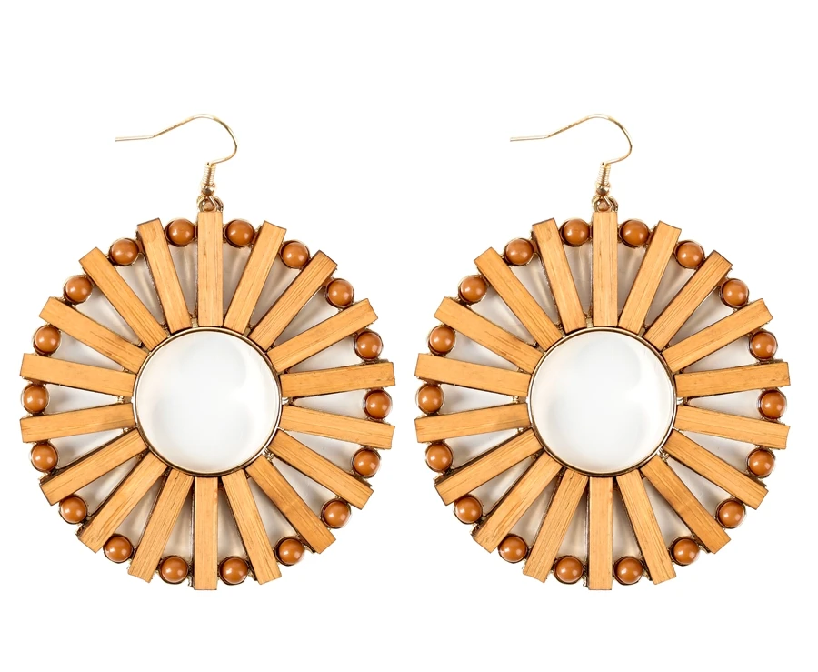 

YULUCH 2018 New Design Chinese Handmade Ethnic Women Popular Jewelry Zinc Alloy Inlaid Bamboo Hollow Earrings Gift